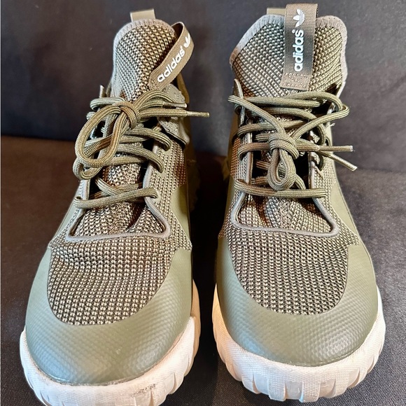 Adidas Green and White Sneakers with Knit Upper and Chunky Sole - Picture 6 of 6